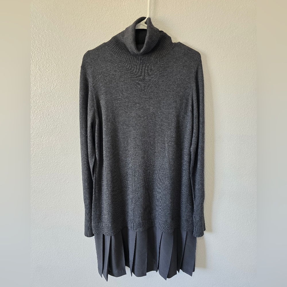 Soft Surroundings Chloe Dress Turtleneck Pleated Sweater Gray Dress PXL